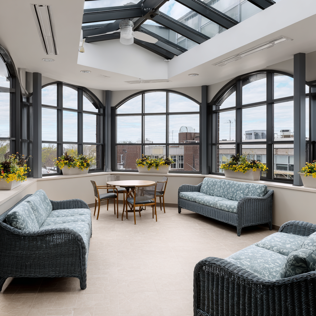 Comfortable sunroom and lounge area at MN Recovery in Eagan, Minnesota